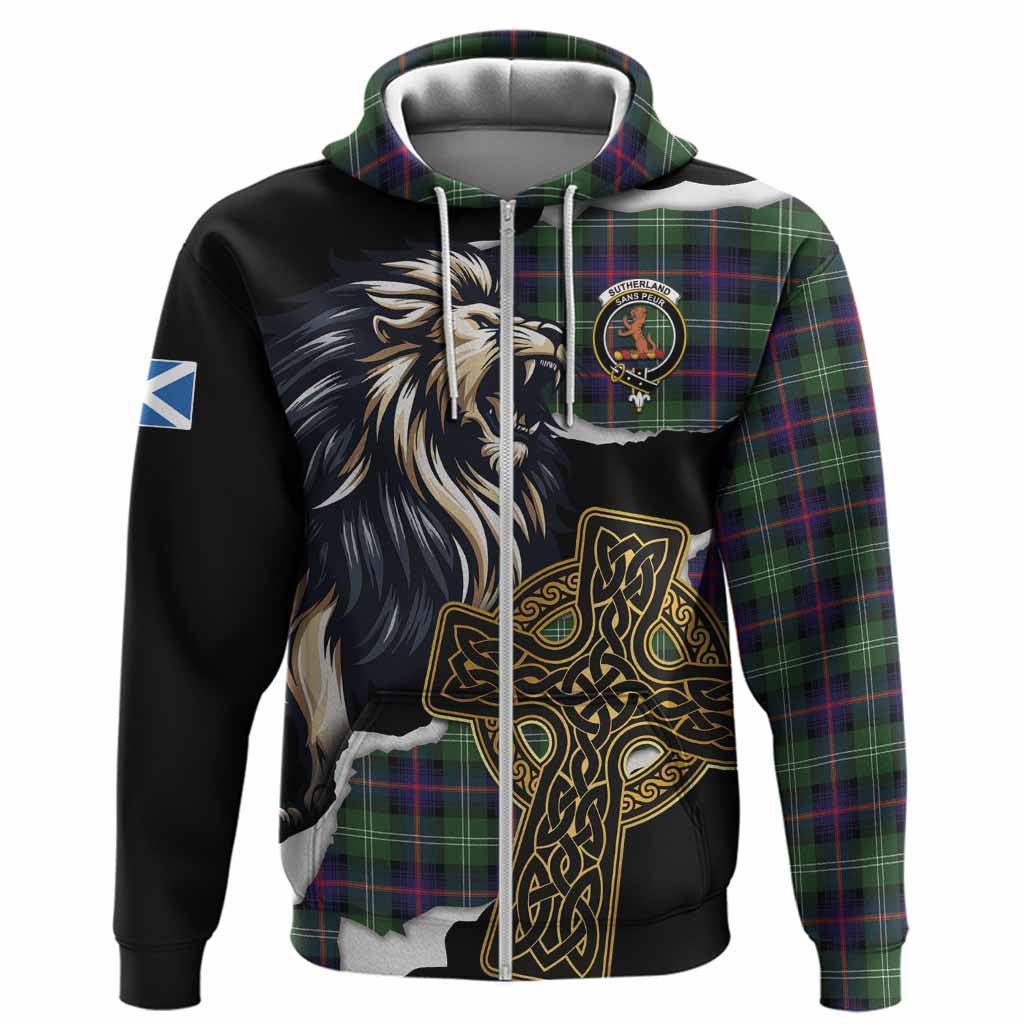 Sutherland Tartan Scottish Hoodie Lion Celtic Heritage