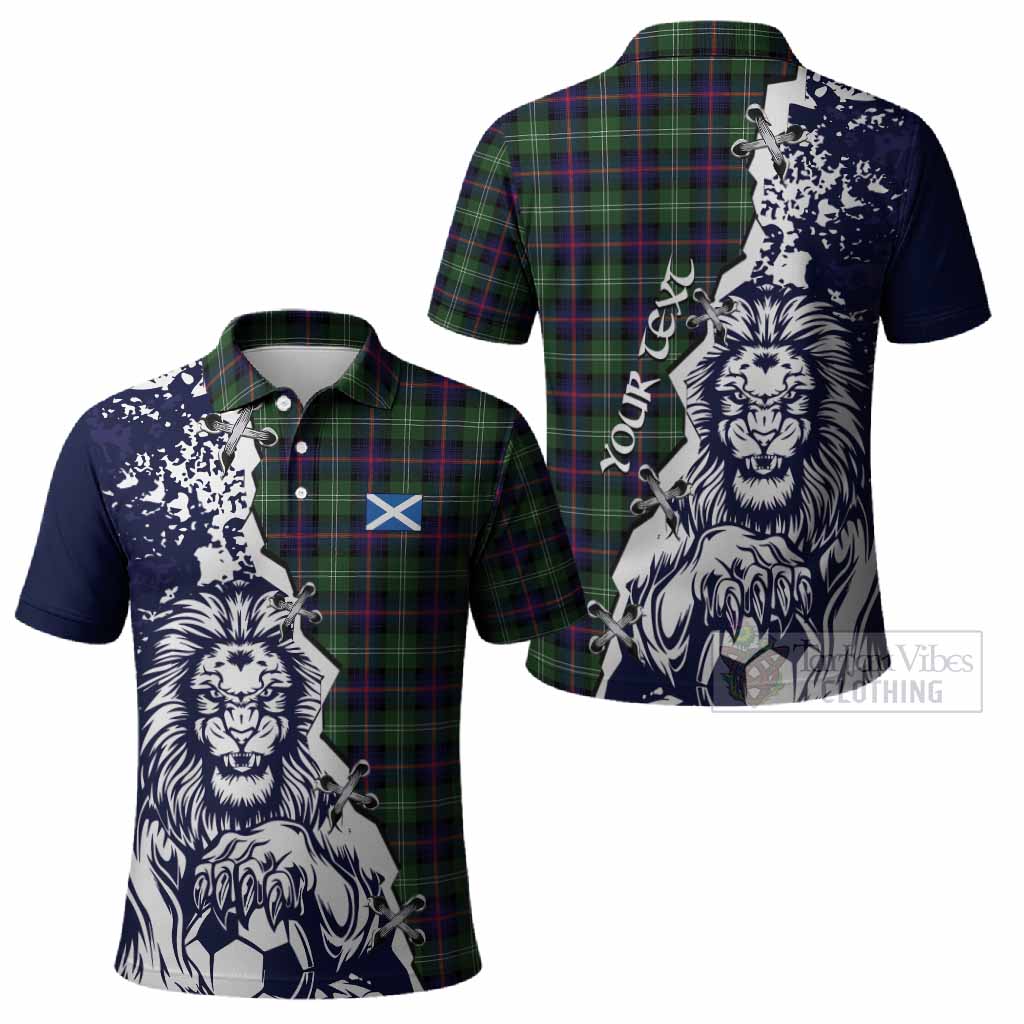 Sutherland Tartan Scottish Polo Shirt Angry Lion With Soccer Ball Style