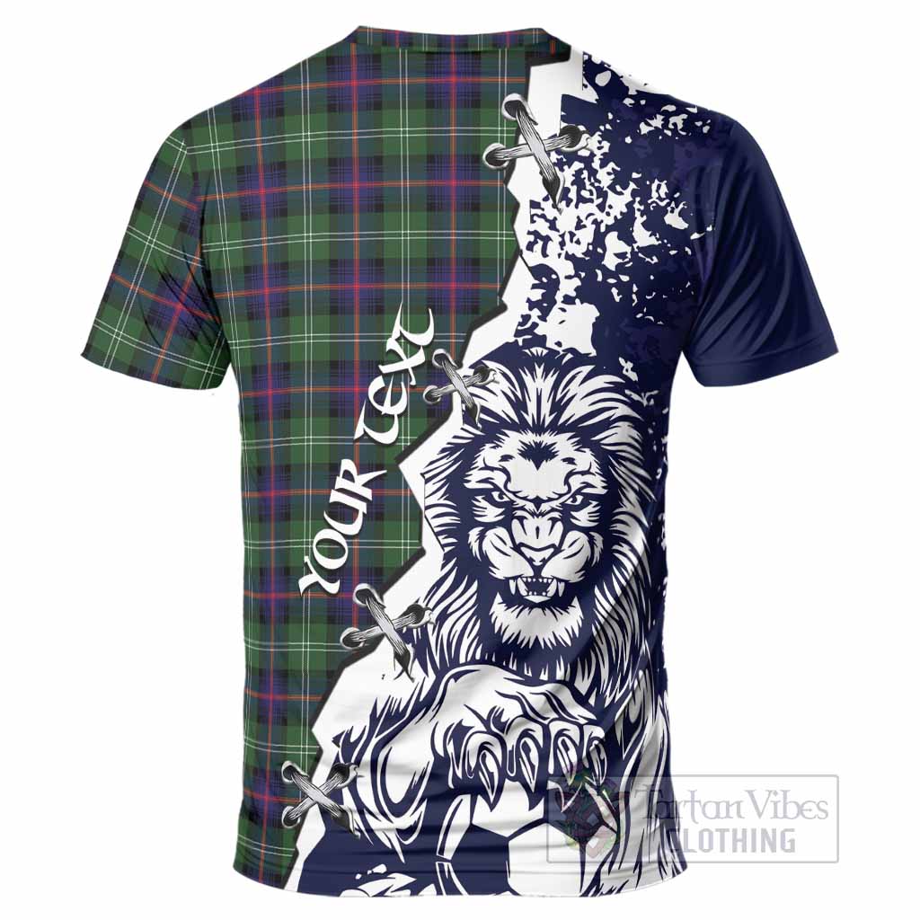 Sutherland Tartan Scottish T-Shirt Angry Lion With Soccer Ball Style