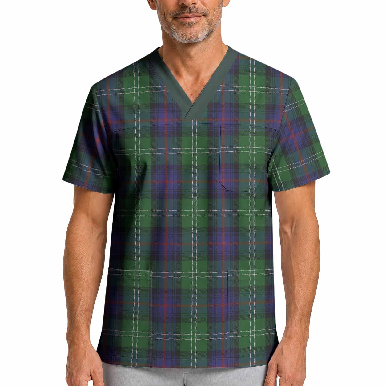 Sutherland Tartan Scrub Top XL - Tartan Vibes Clothing