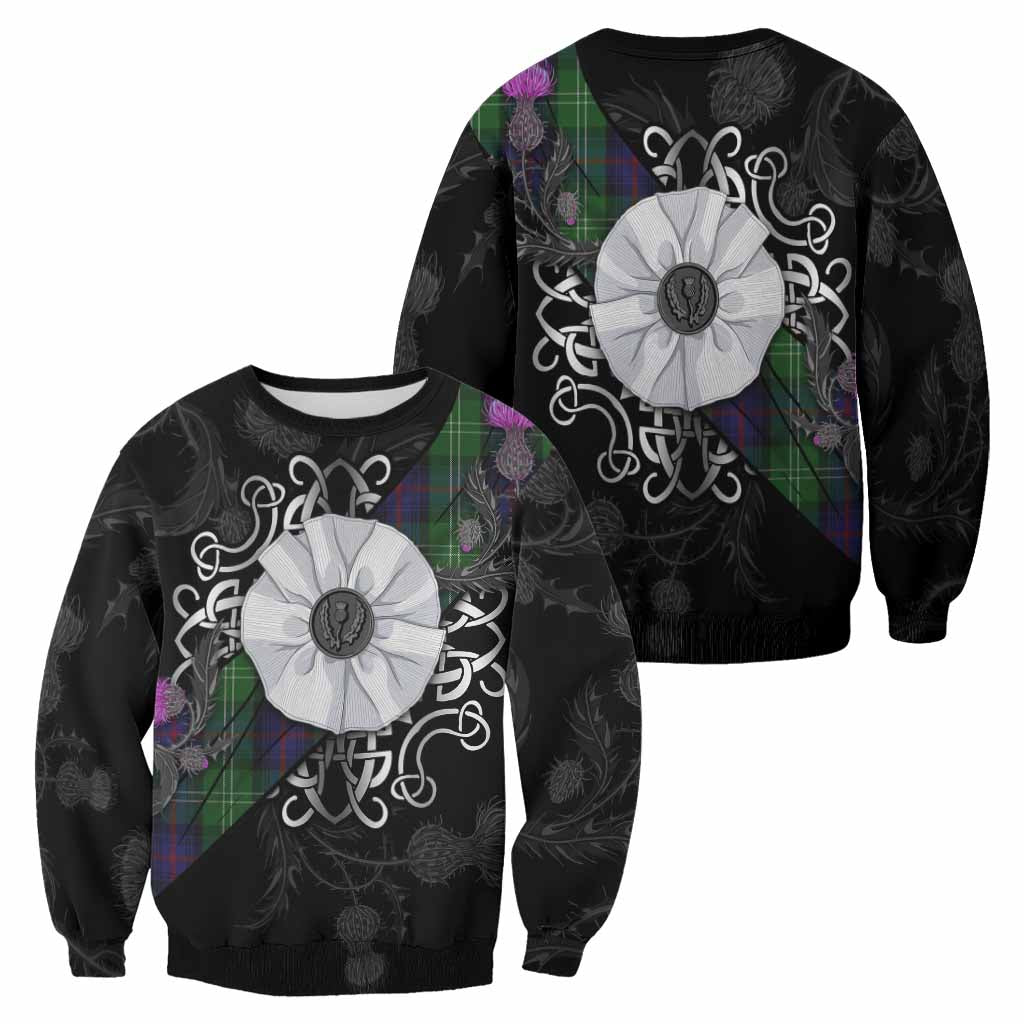 Sutherland Tartan Sweatshirt Jacobite White Rose - Tartan Vibes Clothing