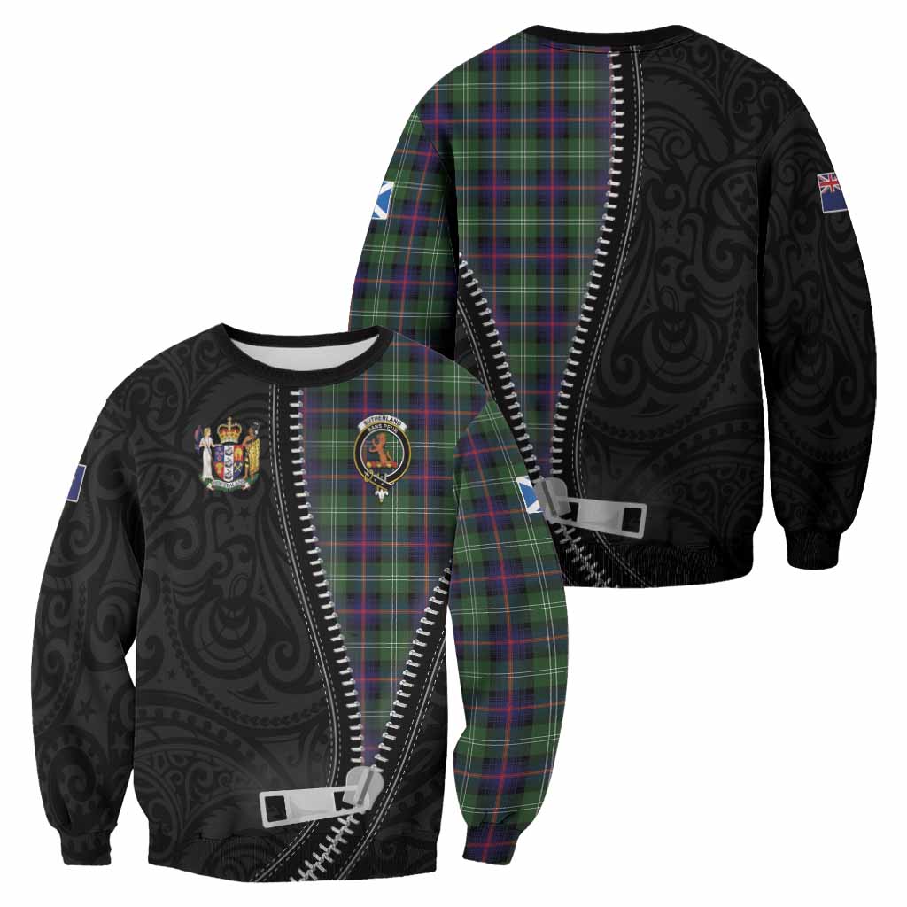 Sutherland Tartan Sweatshirt New Zealand Pattern Unique Zipper Stylized