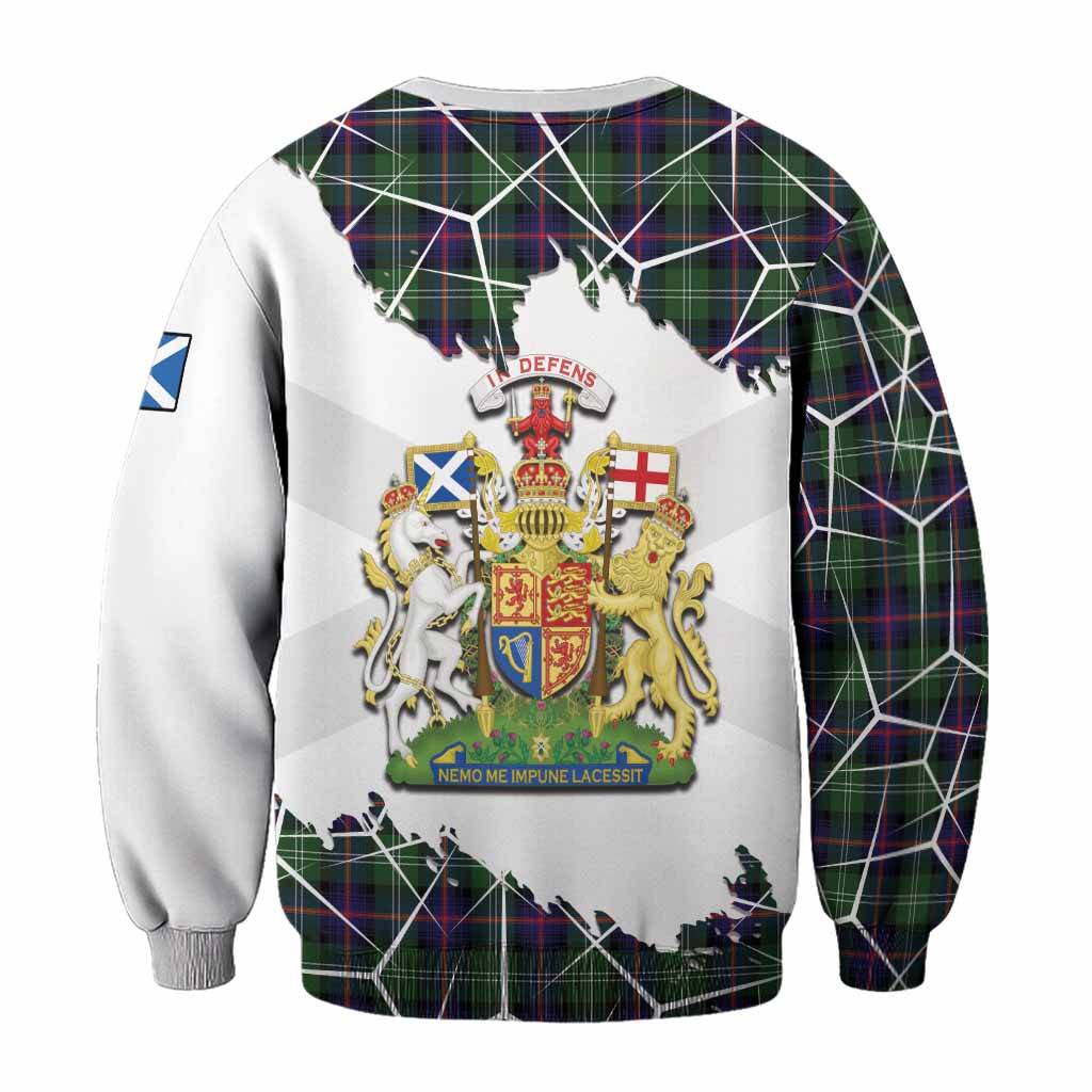 Sutherland Tartan Sweatshirt with Family Crest and Lion Rampant Grunge Style