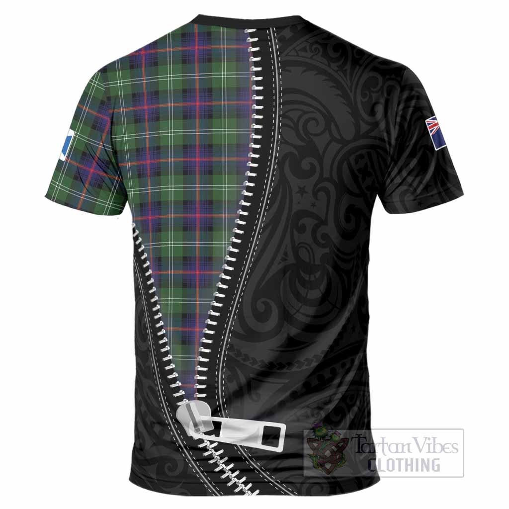 Sutherland Tartan T-Shirt New Zealand Pattern Unique Zipper Stylized