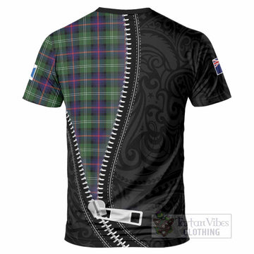 Sutherland Tartan T-Shirt New Zealand Pattern Unique Zipper Stylized