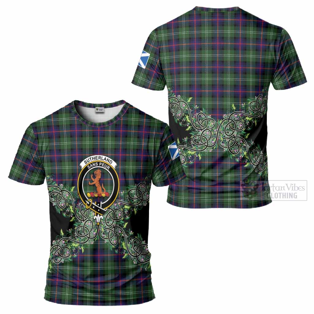 Sutherland Tartan T-Shirt Thistle Scottish Spirit