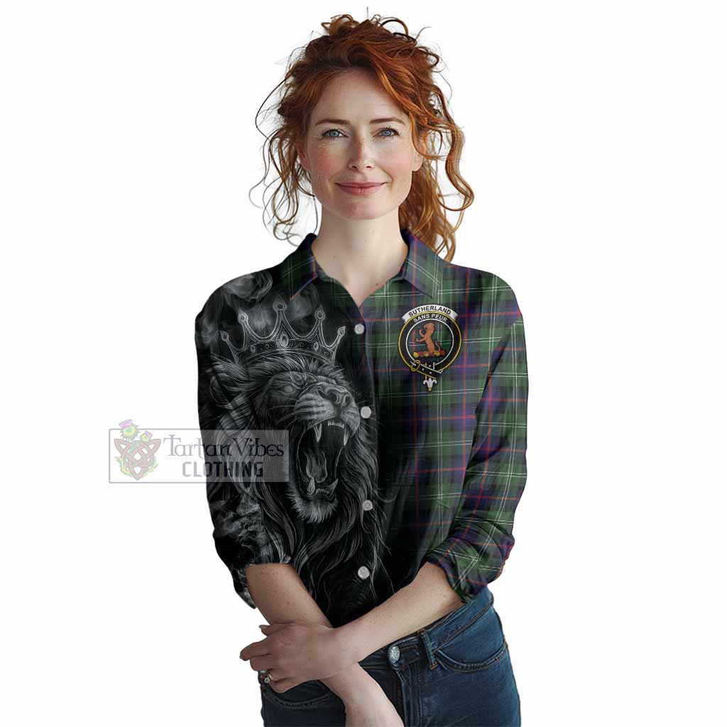 Sutherland Tartan Women Casual Shirt Roaring Lion Heritage