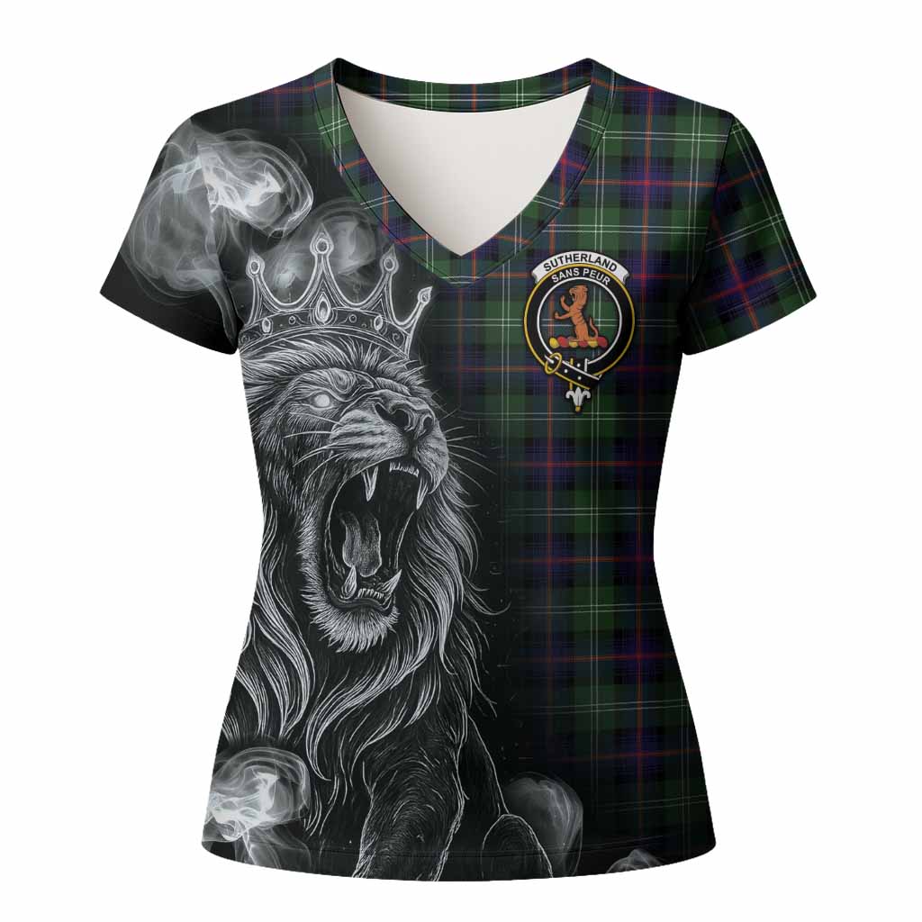 Sutherland Tartan Women T shirt Roaring Lion Heritage