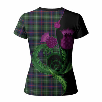 Sutherland Tartan Women T shirt Traditional Scottish Thistle
