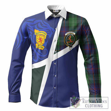Sutherland The Scottish Football Crest Long Sleeve Button Shirts Lion-Tartan Army