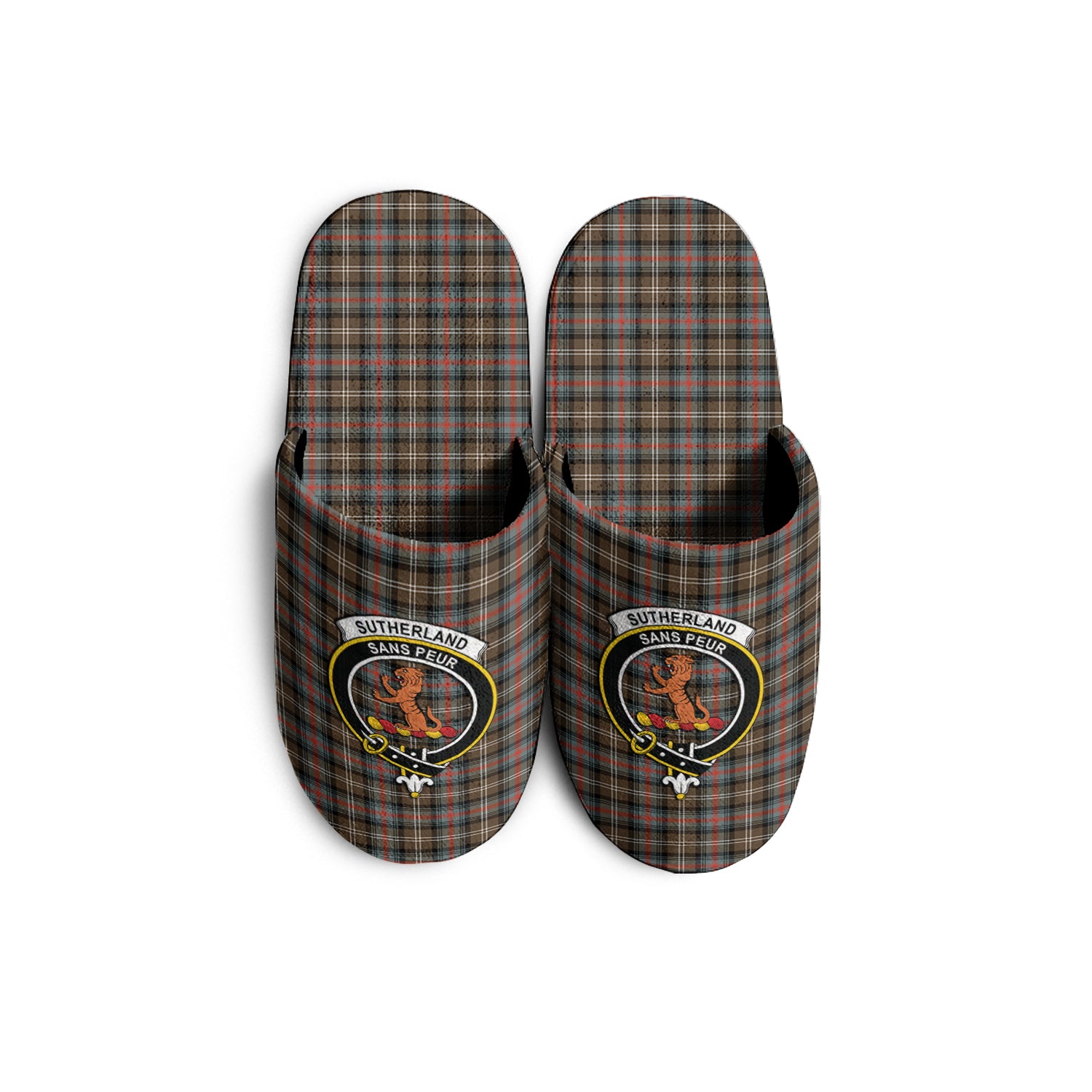 Sutherland Weathered Tartan Home Slippers with Family Crest - Tartanvibesclothing Shop