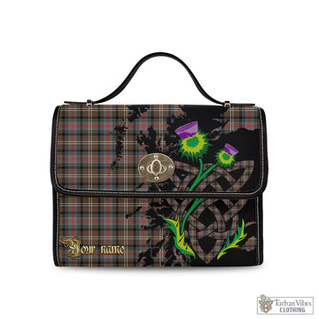 Sutherland Weathered Tartan Waterproof Canvas Bag with Scotland Map and Thistle Celtic Accents