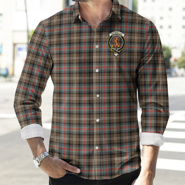 Sutherland Weathered Tartan Long Sleeve Button Up Shirt with Family Crest