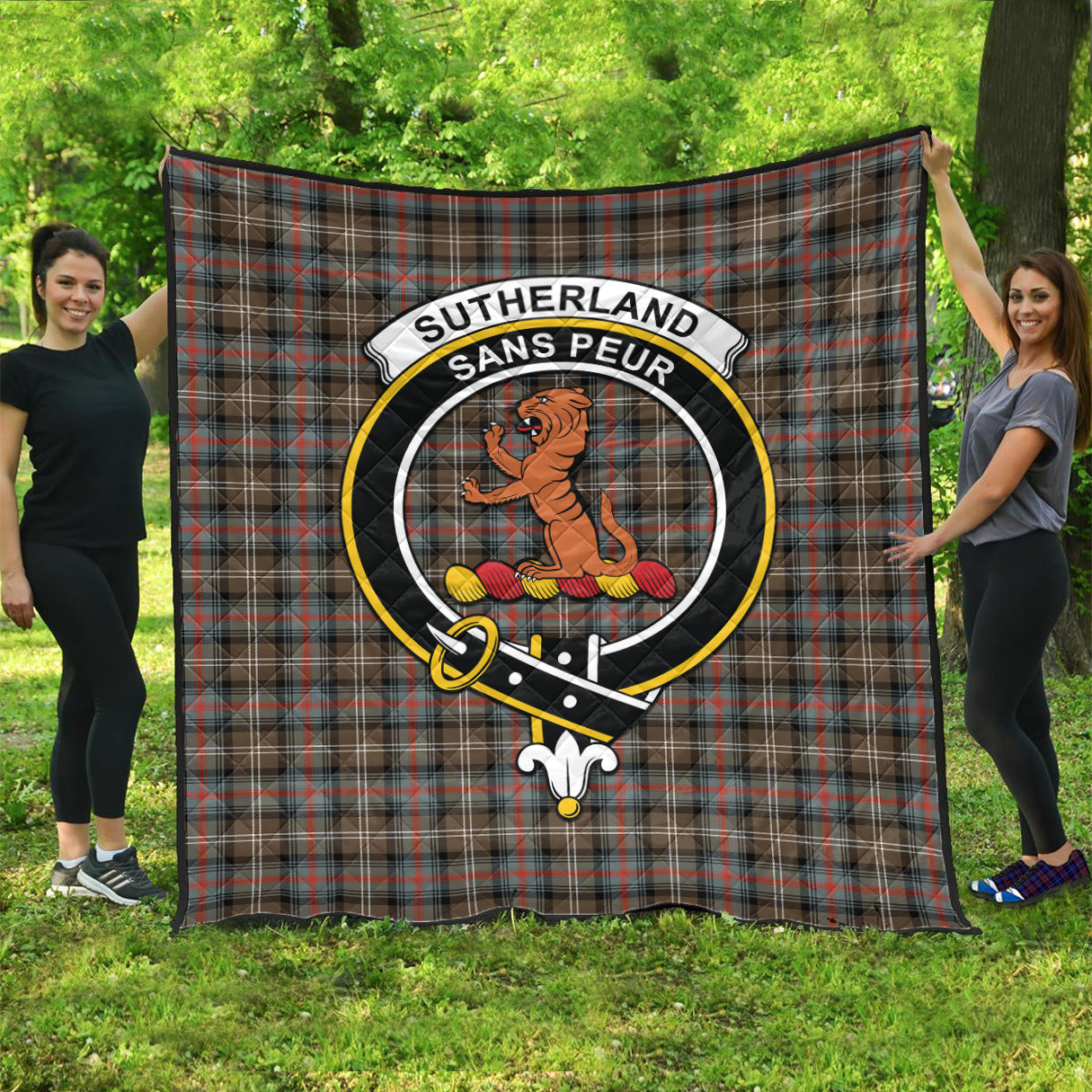 sutherland-weathered-tartan-quilt-with-family-crest