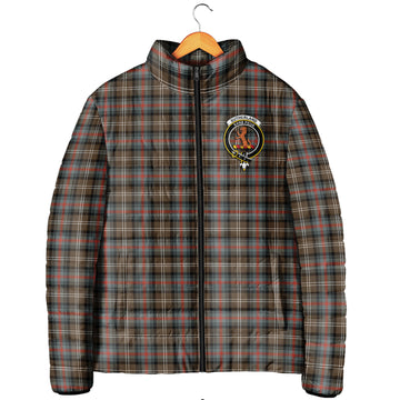 Sutherland Weathered Tartan Padded Jacket with Family Crest