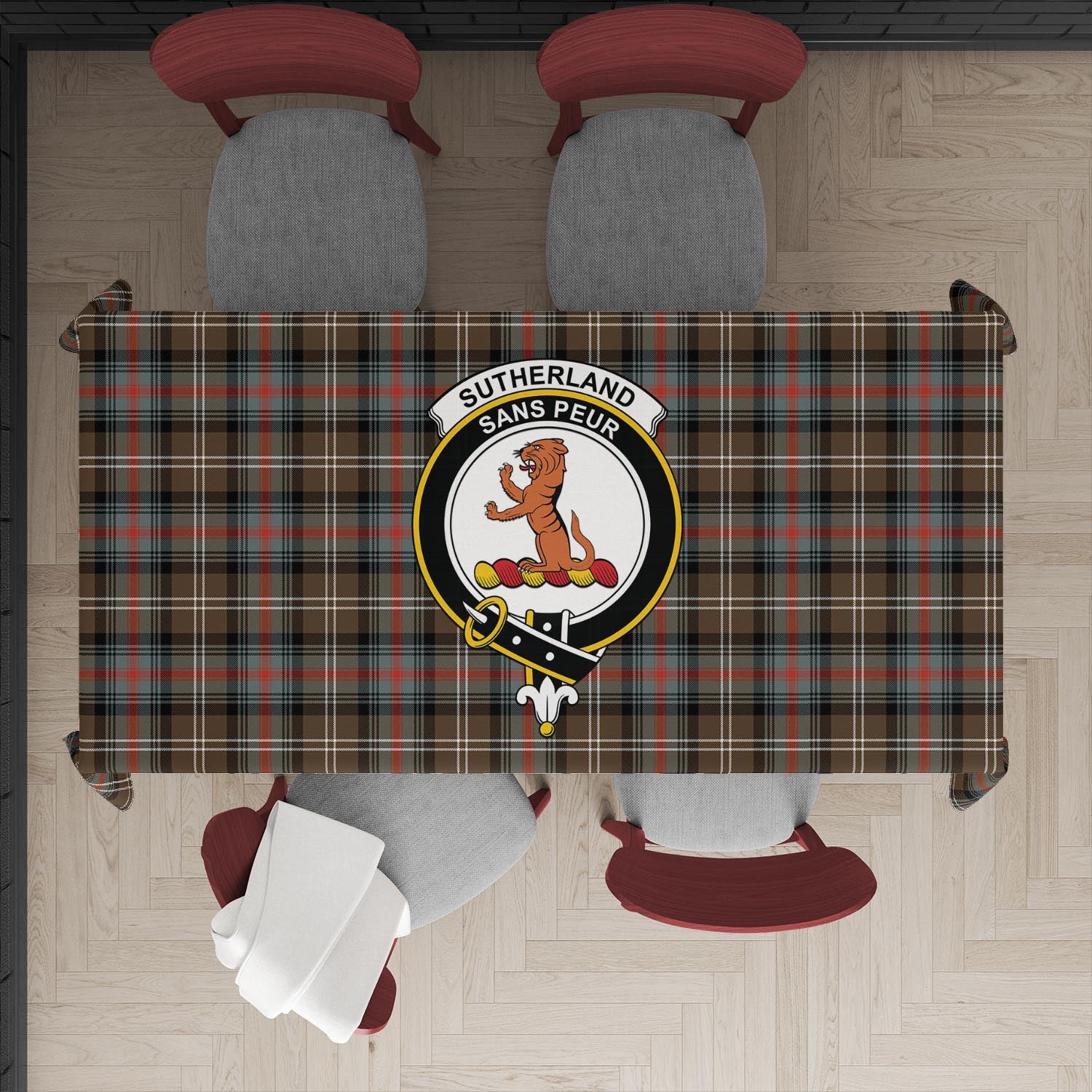 sutherland-weathered-tatan-tablecloth-with-family-crest
