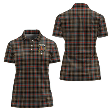 Sutherland Weathered Tartan Polo Shirt with Family Crest For Women