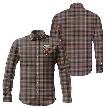 Sutherland Weathered Tartan Long Sleeve Button Up Shirt with Family Crest