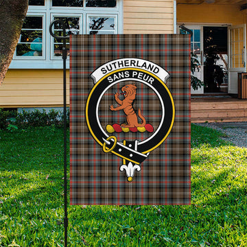 Sutherland Weathered Tartan Flag with Family Crest