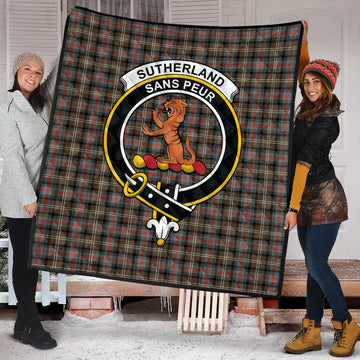 Sutherland Weathered Tartan Quilt with Family Crest