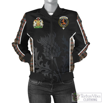 Sutherland Weathered Tartan Bomber Jacket with Family Crest and Scottish Thistle Vibes Sport Style