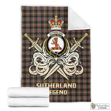 Sutherland Weathered Tartan Blanket with Clan Crest and the Golden Sword of Courageous Legacy