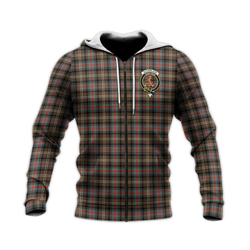 Sutherland Weathered Tartan Knitted Hoodie with Family Crest
