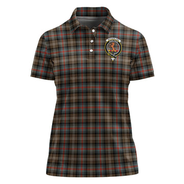 Sutherland Weathered Tartan Polo Shirt with Family Crest For Women