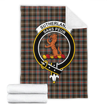 Sutherland Weathered Tartan Blanket with Family Crest