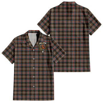 Sutherland Weathered Tartan Short Sleeve Button Down Shirt with Family Crest