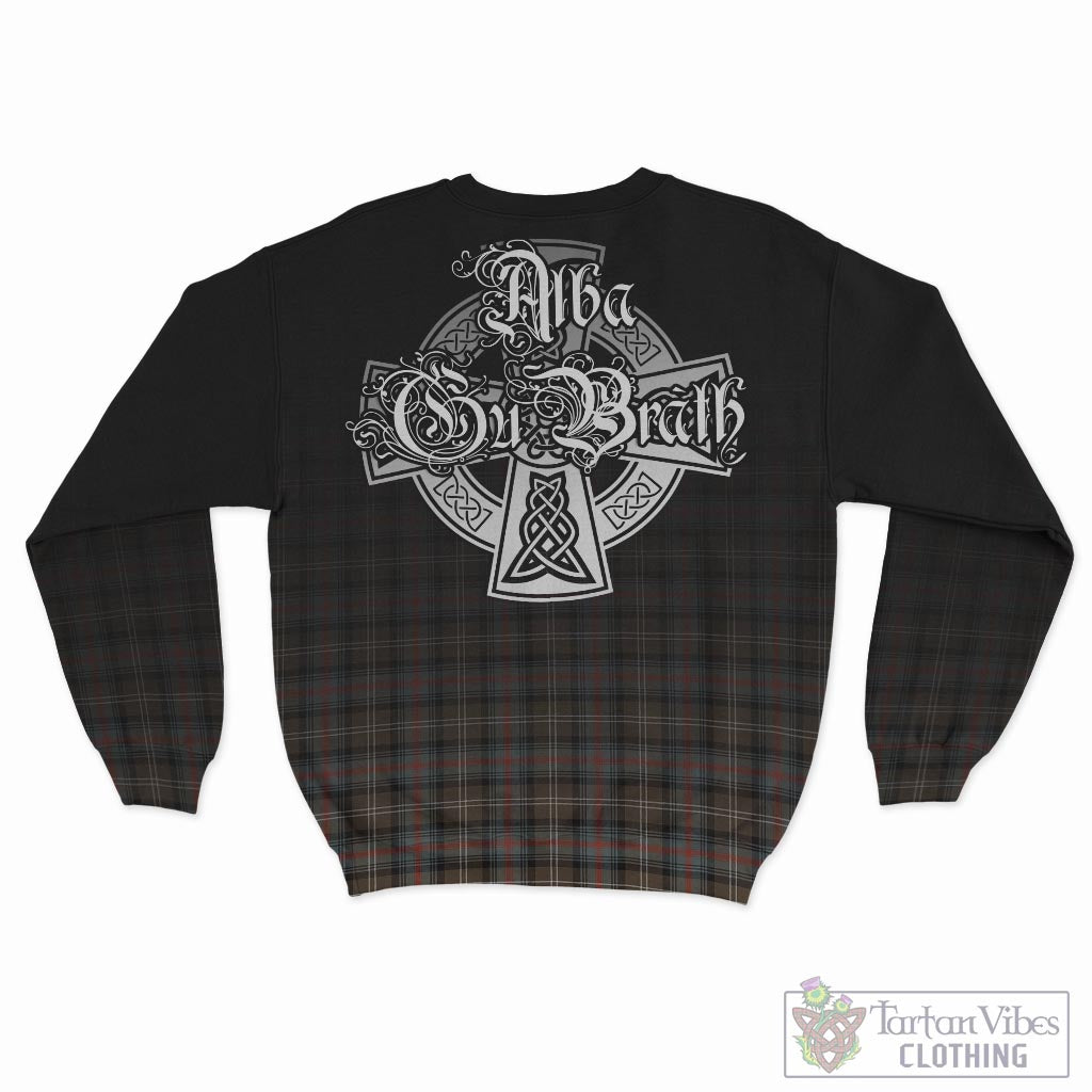 Tartan Vibes Clothing Sutherland Weathered Tartan Sweatshirt Featuring Alba Gu Brath Family Crest Celtic Inspired