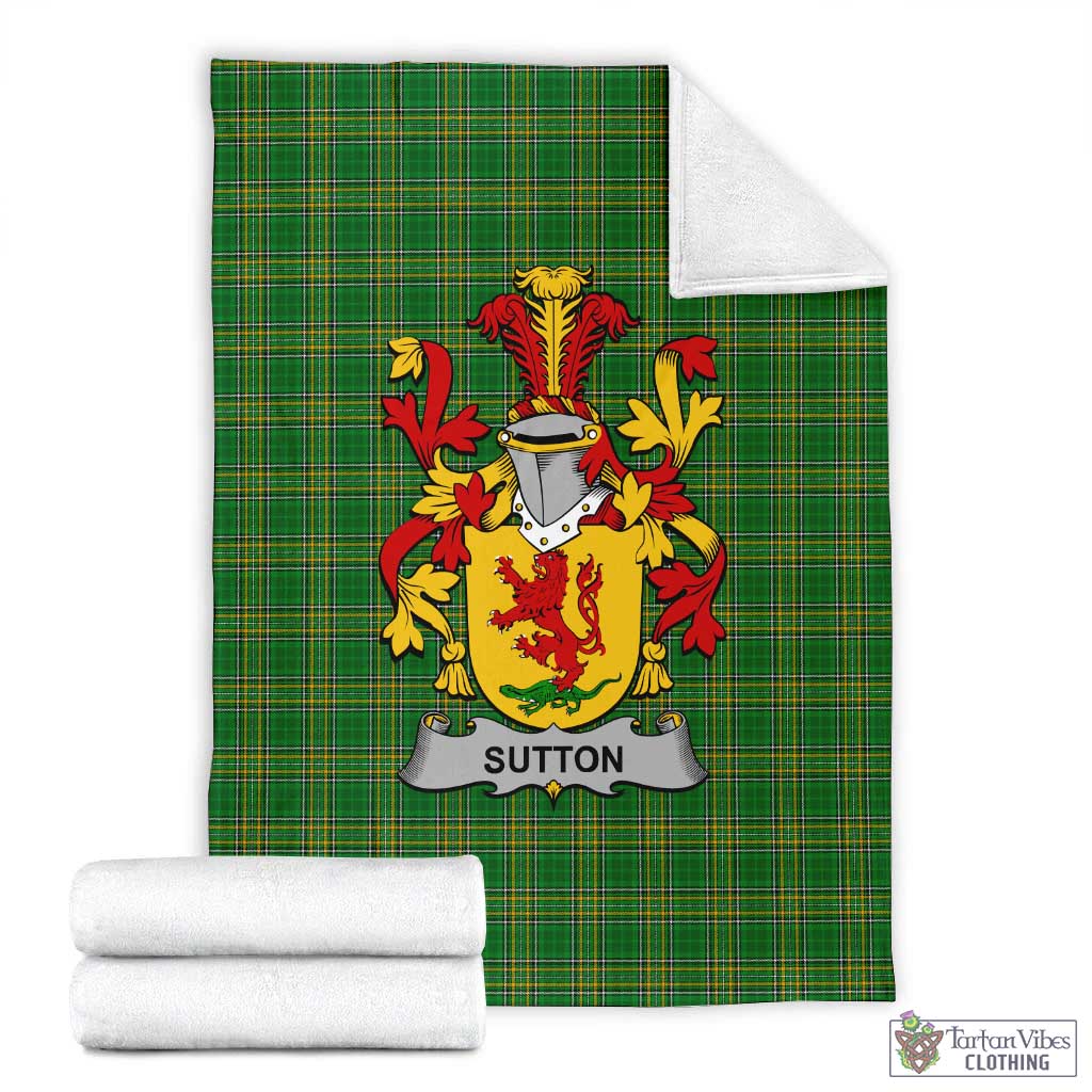 Sutton Irish Clan Tartan Blanket with Coat of Arms X-Large 59 x 79 inches 150 x 200 cm - Tartan Vibes Clothing
