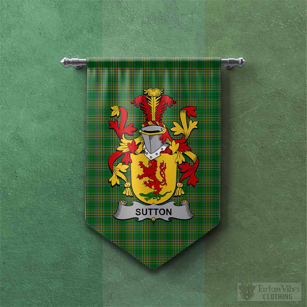 Sutton Irish Clan Tartan Gonfalon, Tartan Banner with Coat of Arms Chevron - Tartan Vibes Clothing