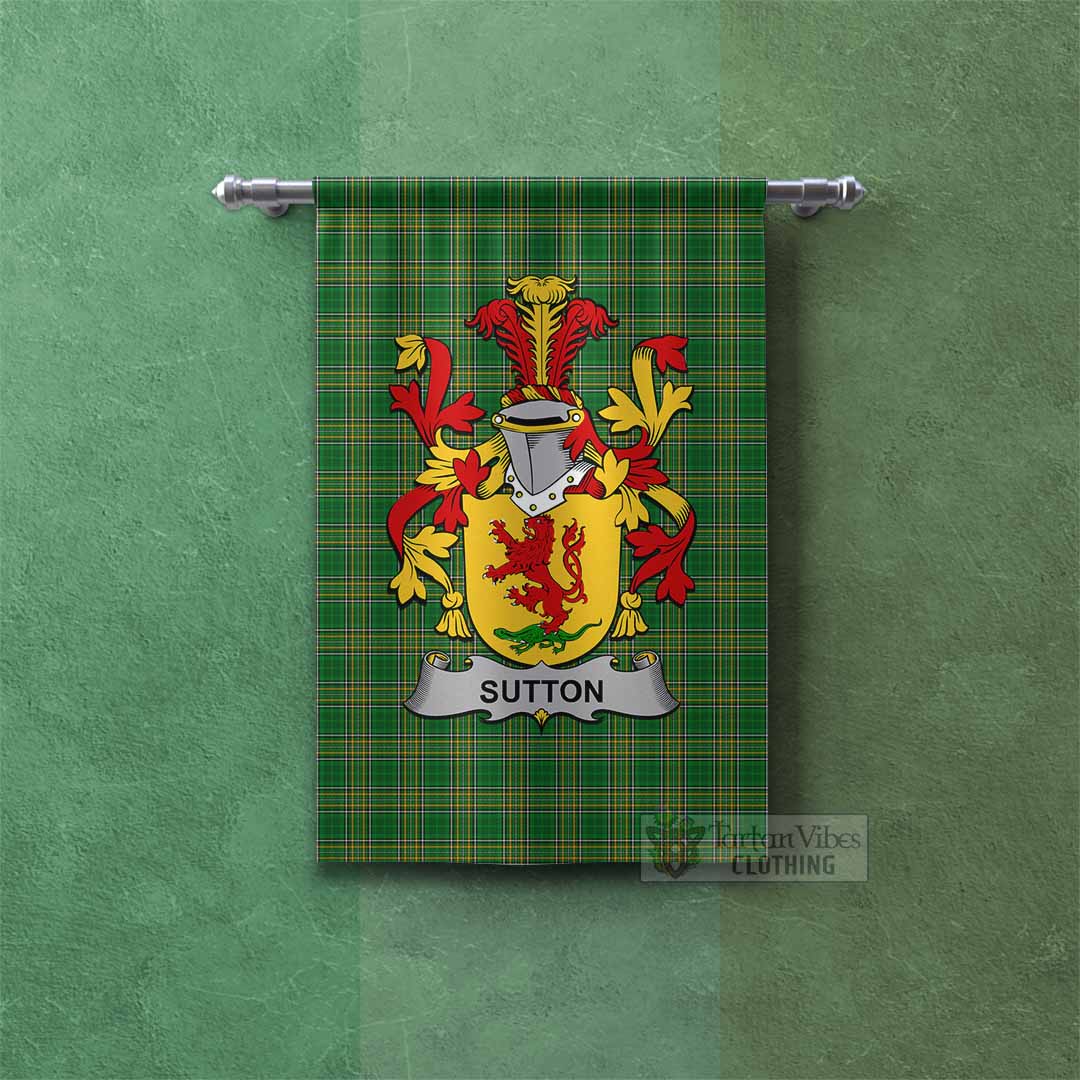 Sutton Irish Clan Tartan Gonfalon, Tartan Banner with Coat of Arms Rectangle - Tartan Vibes Clothing