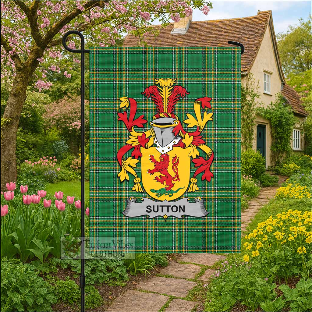 Sutton Irish Clan Tartan Flag with Coat of Arms
