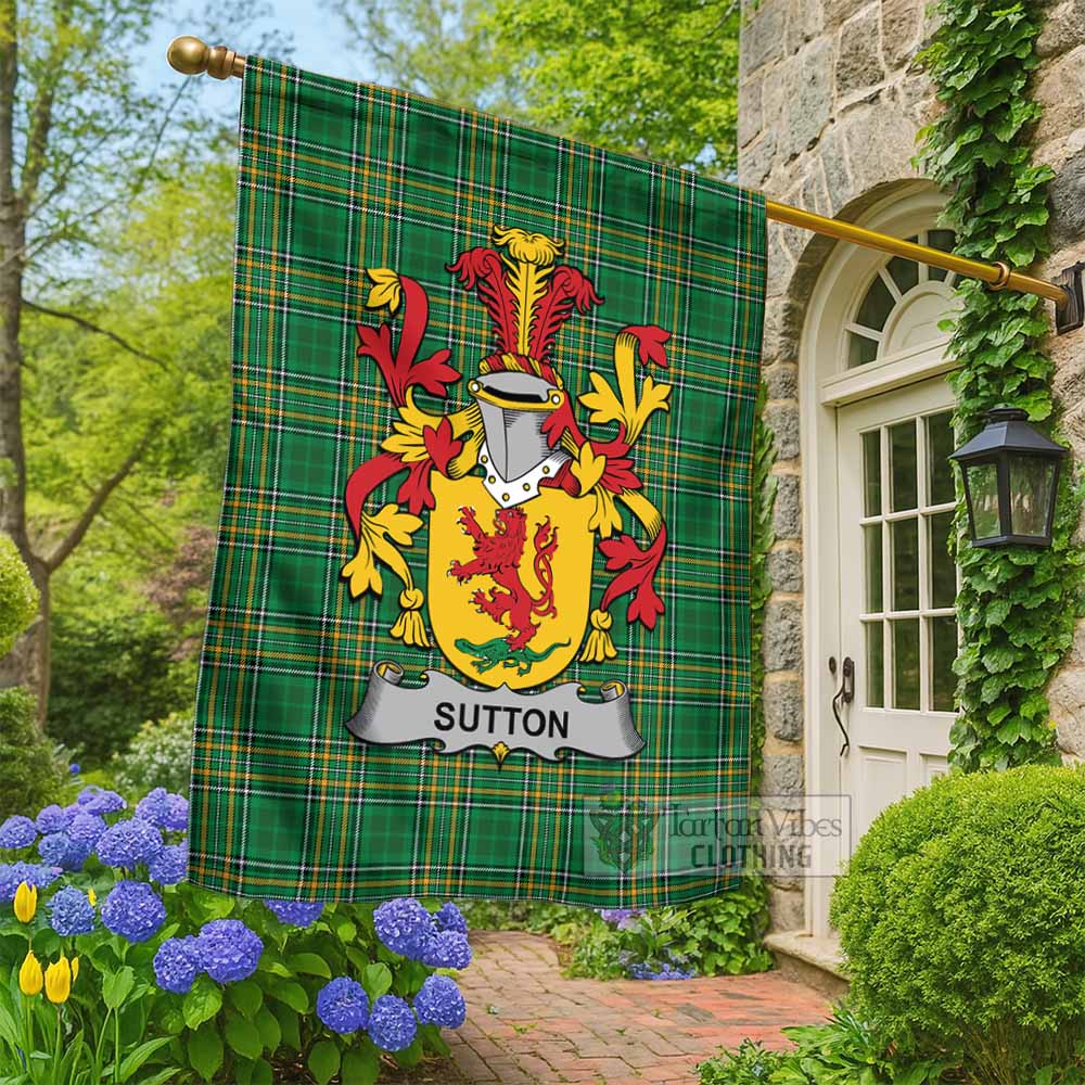 Sutton Irish Clan Tartan Flag with Coat of Arms