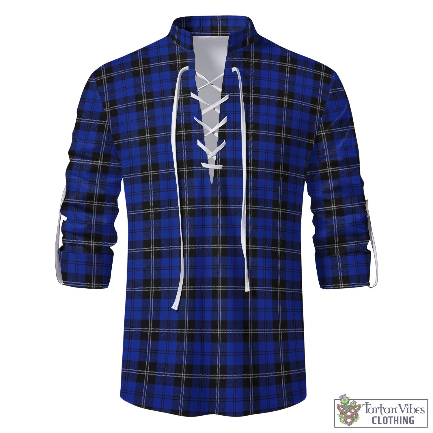 Tartan Vibes Clothing Swan Tartan Men's Scottish Traditional Jacobite Ghillie Kilt Shirt