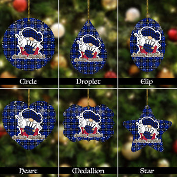 Swan Tartan Christmas Ornaments with Scottish Gnome Playing Bagpipes