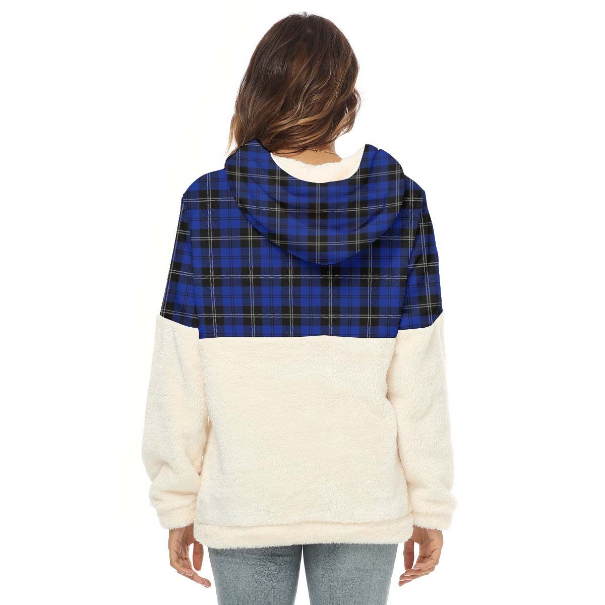 Swan Tartan Women's Borg Fleece Hoodie With Half Zip - Tartan Vibes Clothing