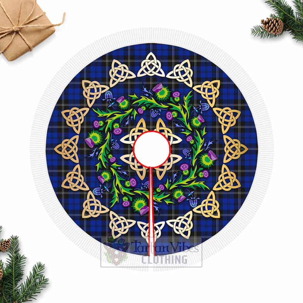 Tartan Vibes Clothing Swan Tartan Christmas Tree Skirt with Thistle Celtic Knot Style