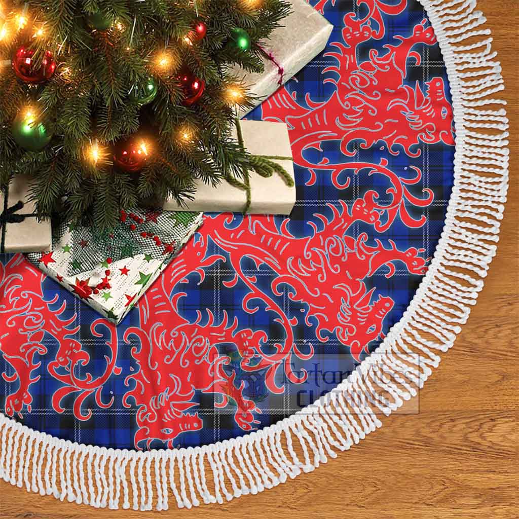 Tartan Vibes Clothing Swan Tartan Christmas Tree Skirt Lion Rampant Style