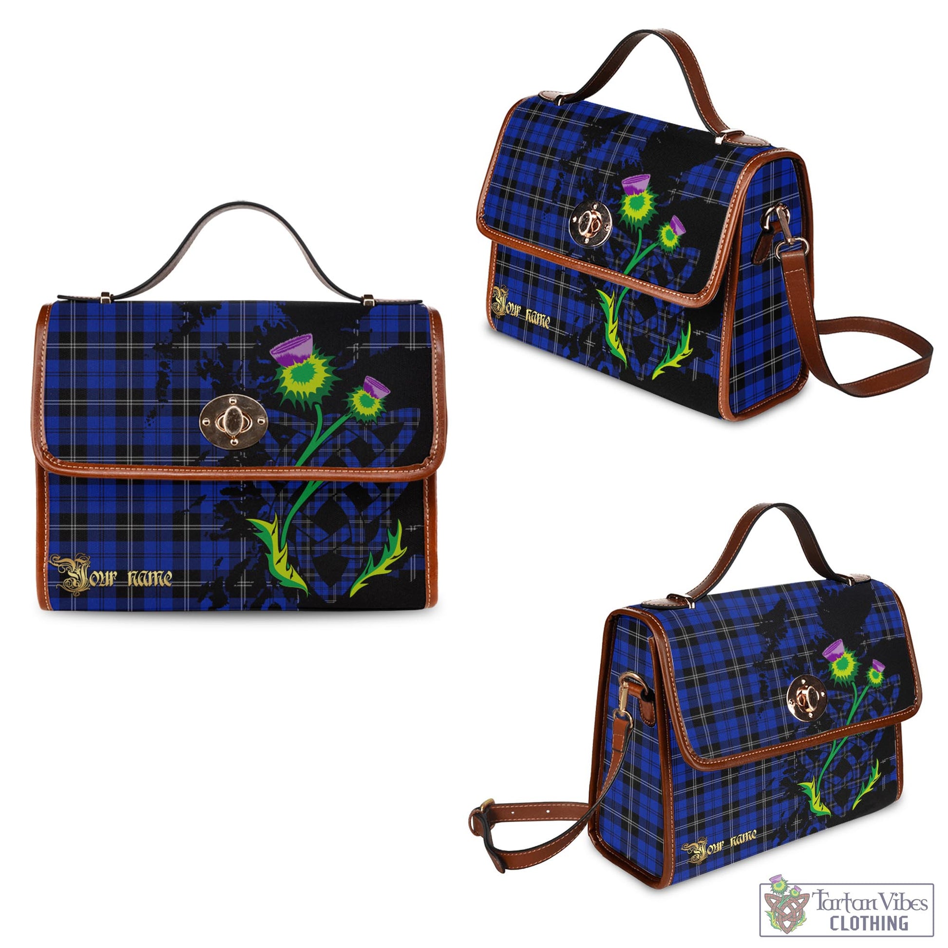 Tartan Vibes Clothing Swan Tartan Waterproof Canvas Bag with Scotland Map and Thistle Celtic Accents