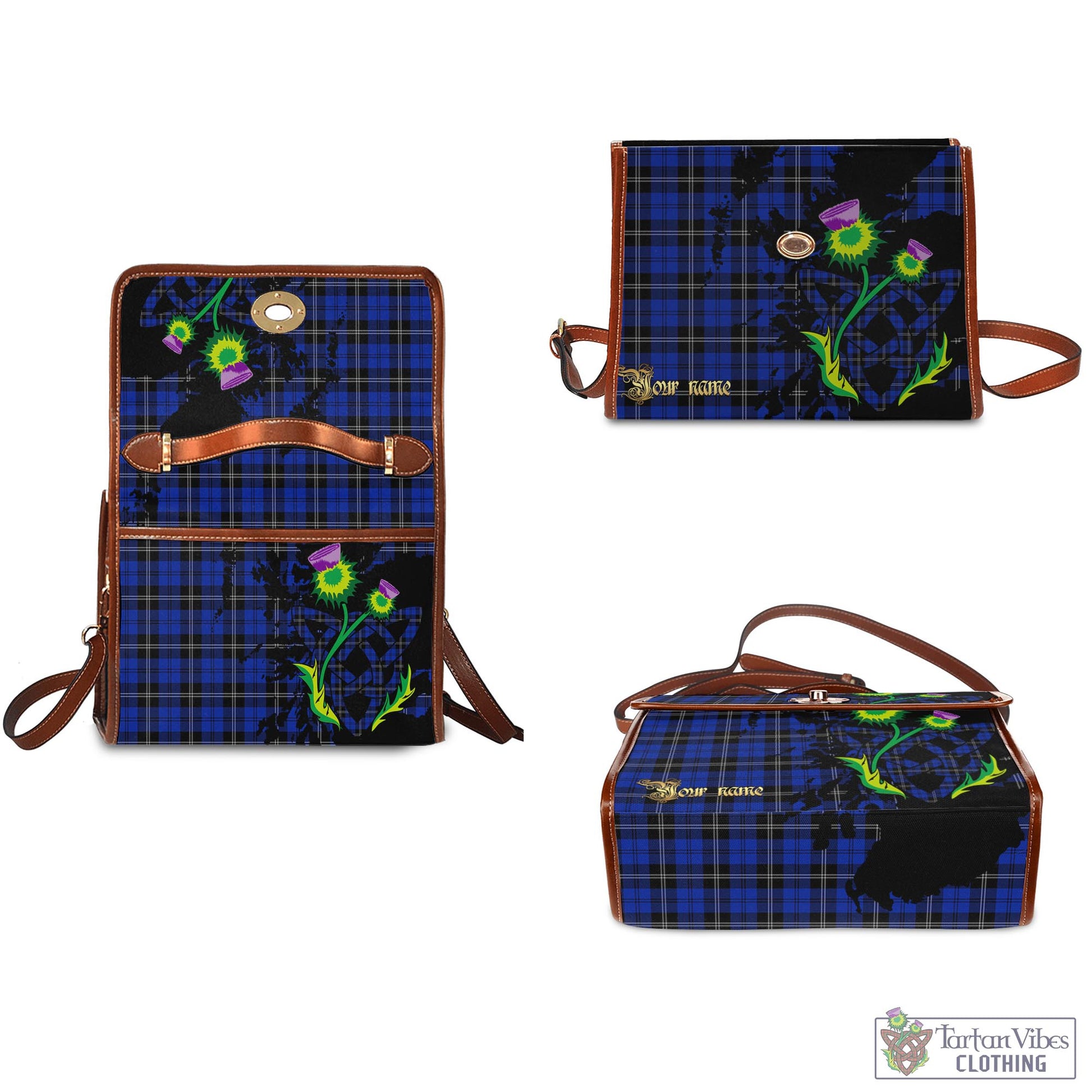 Tartan Vibes Clothing Swan Tartan Waterproof Canvas Bag with Scotland Map and Thistle Celtic Accents