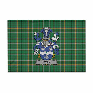 Swan Irish Clan Tartan House Flag with Coat of Arms