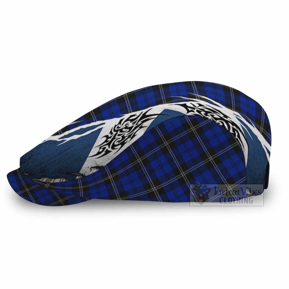 Swan Tartan Flat Cap, Jeff Cap Scotland Flag Ripped Tribal Design