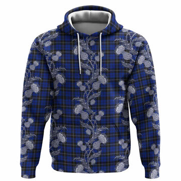 Swan Tartan Hoodie Seamless Scottish Thistle Flowers
