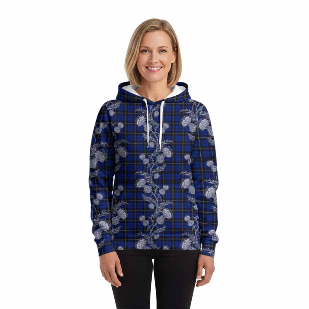 Swan Tartan Hoodie Seamless Scottish Thistle Flowers