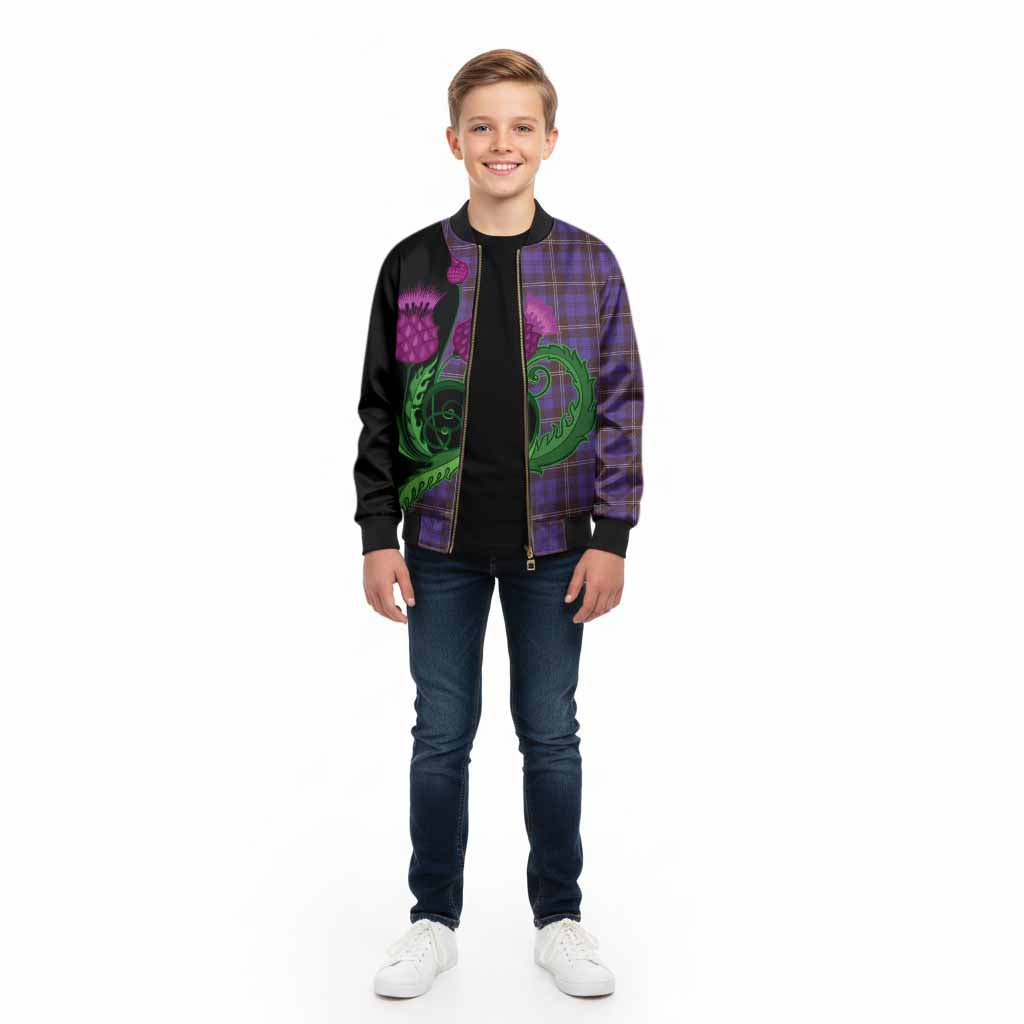 Swan Tartan Kid Bomber Jacket Traditional Scottish Thistle