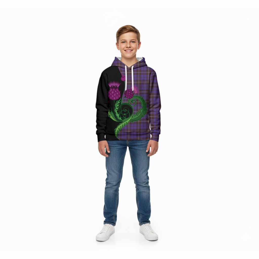 Swan Tartan Kid Hoodie Traditional Scottish Thistle