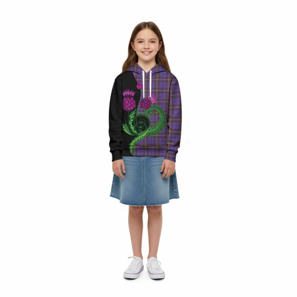 Swan Tartan Kid Hoodie Traditional Scottish Thistle